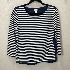 J. Crew Striped 3/4 Sleeve Blouse
